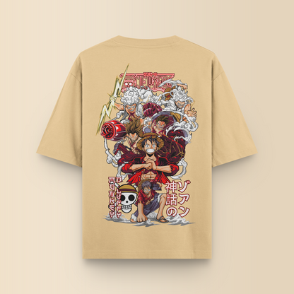 LUFFY ALL GEARS BEIGE OVERSIZED T-SHIRT