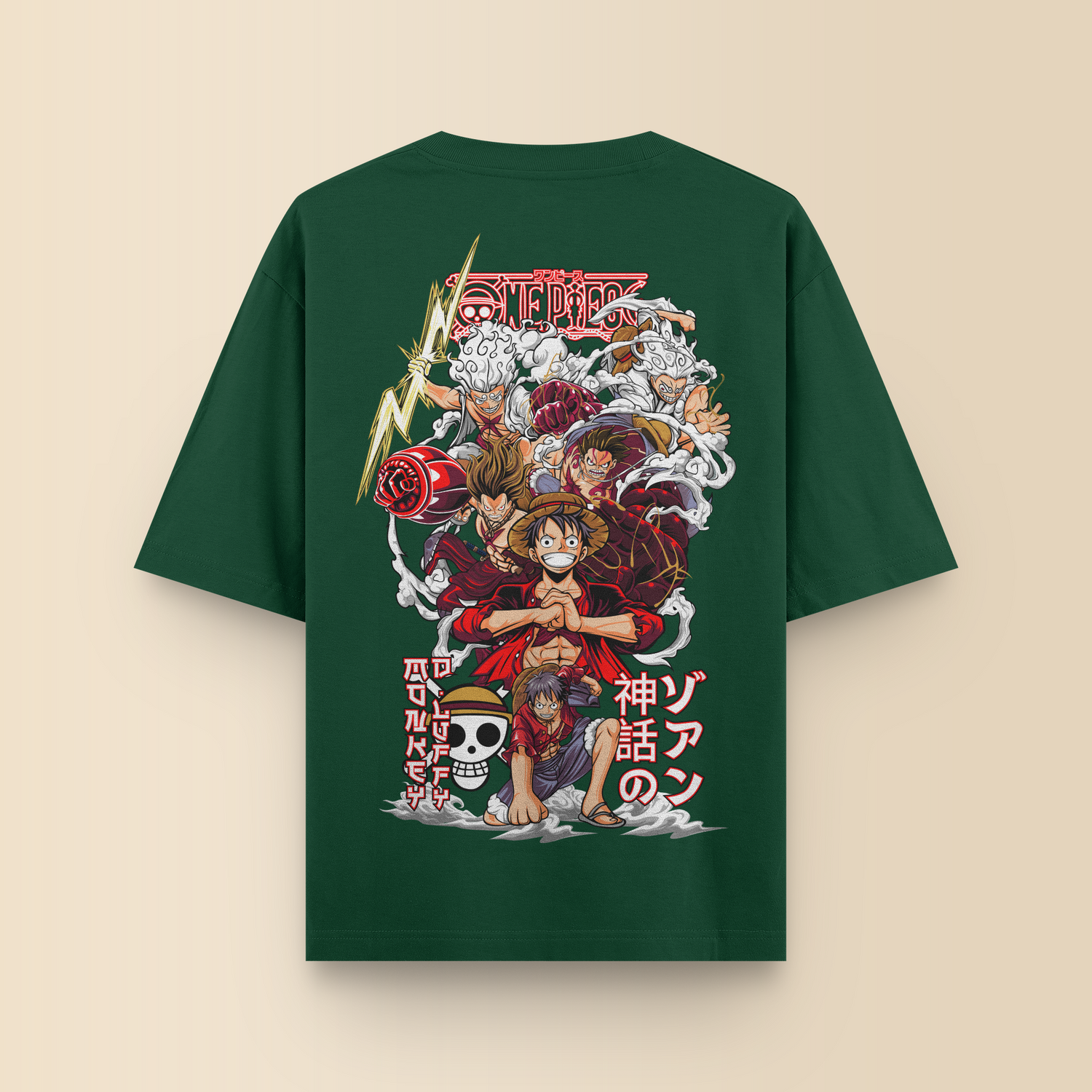 LUFFY ALL GEARS GREEN OVERSIZED T-SHIRT